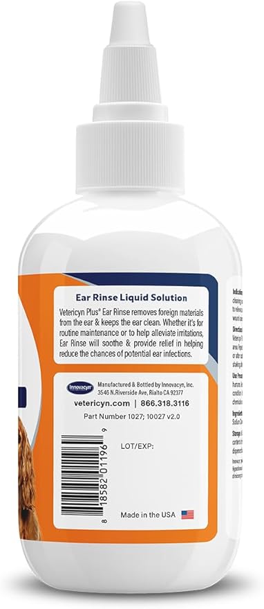 Vetericyn Plus Dog Ear Rinse | Dog Ear Cleaner to Soothe and Relieve Itchy Ears, Safe for Cat Ears, Rabbit Ears, and All Animal's Ear Problems. 3 Ounces