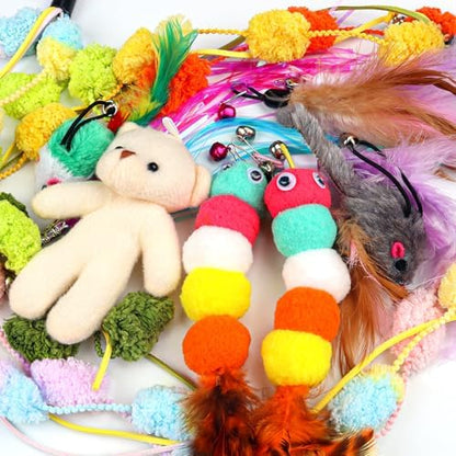 QUOZUO Cat Feather Wand Replacement - 12 PCS Toy Refills and Attachments for Cat Toys - Image 3
