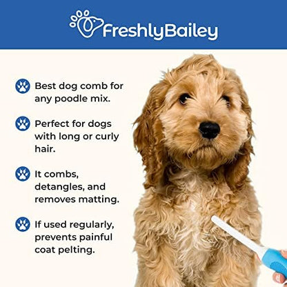Grooming Comb for Long & Curly Hair in Dogs & Cats - Top Pet Detangler Brush - Removes & Prevents Matted Fur - Perfect for Goldendoodle, Poodle Mixes, and Cat Undercoat - Image 4
