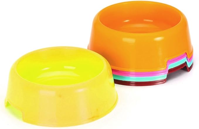 Bettli 5Pcs/Set Plastic Candy Color Pet Cat Dog Puppy Rabbit Animal Practical Food Water Bowl-Random Color