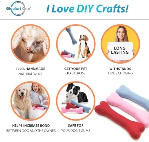 Glaciart One Felted Wool Dog Chew Bone (3 Pcs)| Durable Dog Chew Toy, Puppy Chew Toys for Teething & Dog Teeth Cleaning | Pet Toys Fetch Games & for Anxiety/Boredom | Great for Small or Medium - Image 2
