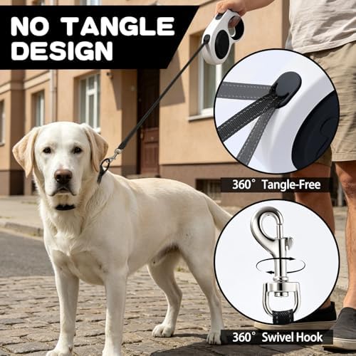 Retractable Dog Leash 9.84/16.4 ft, Tangle-Free One-Handed Brake - Image 2