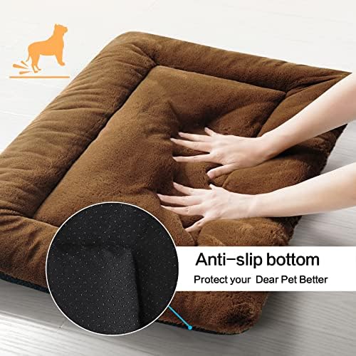 Dog Crate Pad Washable Dog Bed for Crate Large Cozy Mat 48-Inch Brown - Image 6