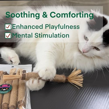8.66 inches Silvervine Sticks Cat Toys, Natural Catnip Kittens Chew Toy for Teeth Cleaning,Big Catmint Blend Stick, Dental Kitty Chews for Indoor(5 Pack) - Image 5