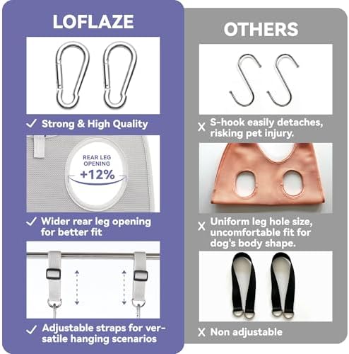 Loflaze Dog Grooming Hammock Harness for Dogs & Cats with Pet Nail Clipper Trimmer - Cat Hanger Sling for Trimming Clipping Nails- Dog Hammock Restraint Bag for Small Medium Large pet （ Grey L ） - Image 5