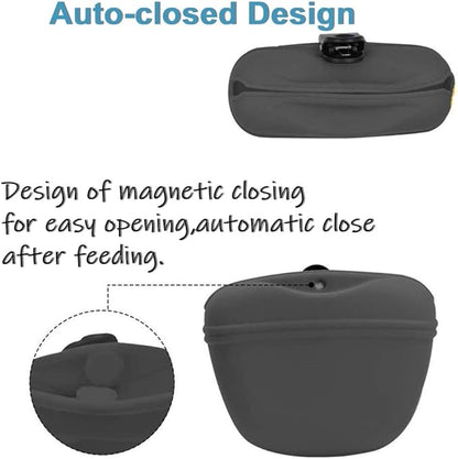 RoyalCare Silicone Dog Treat Pouch-Small Training Bag-Portable Dog Treat Bag for Leash with Magnetic Closure and Waist Clip[US Design Patent]