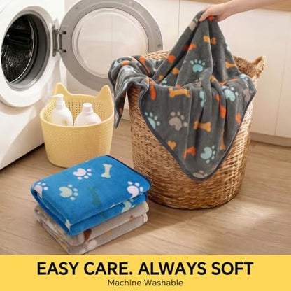 Luciphia 1 Pack 3 Blankets Fluffy Premium Fleece Pet Blanket Flannel Bone Printed Throw for Dog Cat, Soft Throw Cover for Crate Couch, Gifts Puppy Essentials,Blue/Grey/Brown, Small (23x16 inch) - Image 7