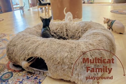XxingSheep Extra Large Cat Tunnel Bed Plush Cat Cave for Indoor Cats - Image 2