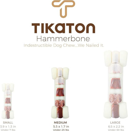 Tikaton Hammerbone Durable Dog Chew Toy for Aggressive Chewers, Beef Flavor Dog Toy, Medium