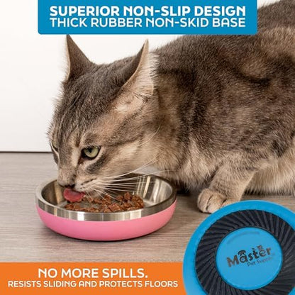 Master Pet Supply Stainless Steel Cat Bowls 9 oz Heavy Duty True Blue - Image 4