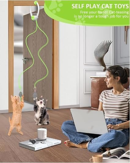Interactive Cat Toys for Indoor Cats - Automatic Flying Bird Feather Toy Chase Exercise Enrichment Stimulation, Rechargeable Durable Safe Kitten & Adult Cat Electric Hanging Toy for Bored Cats (White) - Image 6
