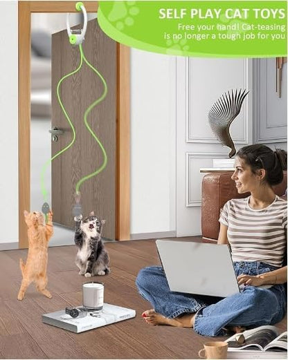 Interactive Cat Toys for Indoor Cats - Automatic Flying Bird Feather Toy Chase Exercise Enrichment Stimulation, Rechargeable Durable Safe Kitten & Adult Cat Electric Hanging Toy for Bored Cats (White) - Image 6