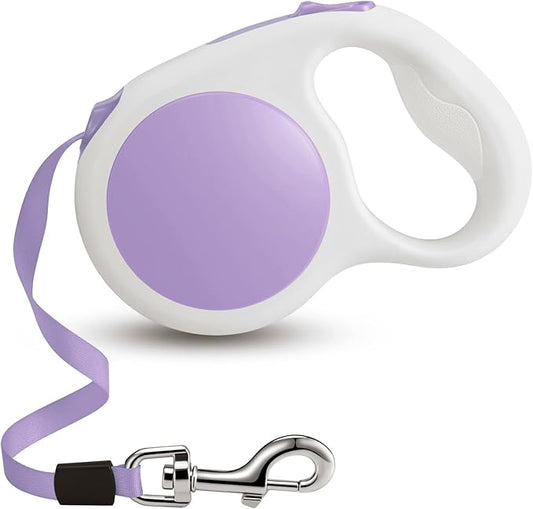 Lavender Purple Retractable Dog Leash 10 ft for Small and Medium Dogs and Cats, One Button Brake, Pause, Lock by LFCXHTY