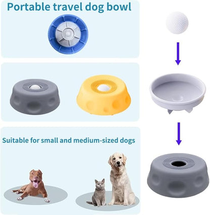 Dog Lick Bowl with Rolling Ball, 2026 Upgraded Slow Feeder Dog Bowls with Anti-Slip Base for Yogurt, Bone Broth, Water, Interactive Lick Toy for Large Medium Small Dogs (Yellow)