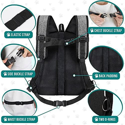 PetAmi Dog Front Carrier Backpack, Adjustable Dog Pet Cat Chest Carrier Backpack, Ventilated Dog Carrier for Hiking Camping Travel, Small Medium Puppy Large Cat Carrying Bag, Max 15 lbs, Gray - Image 5