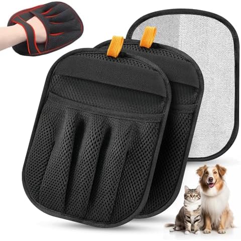 2Pcs Pet Hair Removal Gloves Cat & Dog, Electrostatic Reusable Remover Tool by Salhap