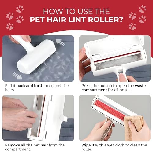 Pet Hair Remover Roller – Reusable Multi-Surface Lint Roller for Dog & Cat Fur on Furniture, Couch, Carpet, Bedding, Clothes & Car Seats – Eco-Friendly, Portable Hair Removal Cleaning tool for Home - Image 4