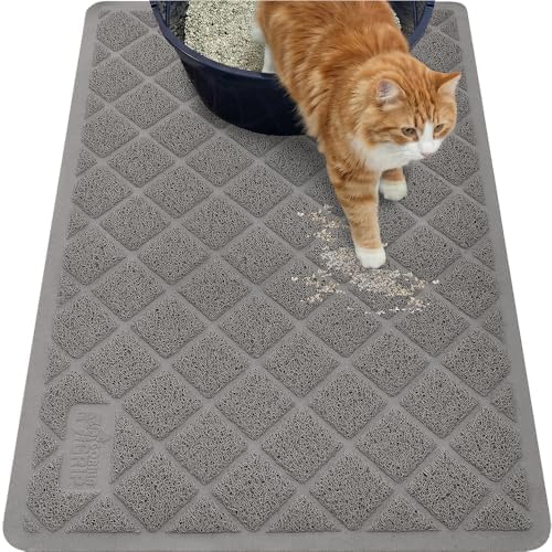 GORILLA GRIP Cat Litter Box Mat, Coiled Mesh Trapping Mats, 40x28 Gray by Unknown
