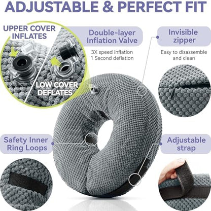 Loflaze Soft Inflatable Dog Cone Collar Alternative After Surgery - Dog Neck Donut E Collar for Large Medium Small Dogs Cats Post Surgery - Recovery Collar to Stop Licking - Grey, M+ - Image 6