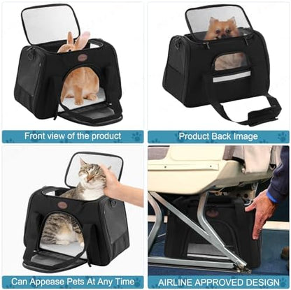 Cat Carrier Dog Carrier Pet Carriers for Medium Small Cats Dogs Puppies up to 15 Lbs,TSA Airline Approved Small Dog Cat Carriers Soft Sided,Collapsible Travel Puppy Carrier (Black, Medium) - Image 5