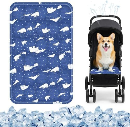 Nuanchu Pet Cooling Mat, Royal Blue Bear, 11.81 x 19.69 Inches, 1 Pcs by Nuanchu
