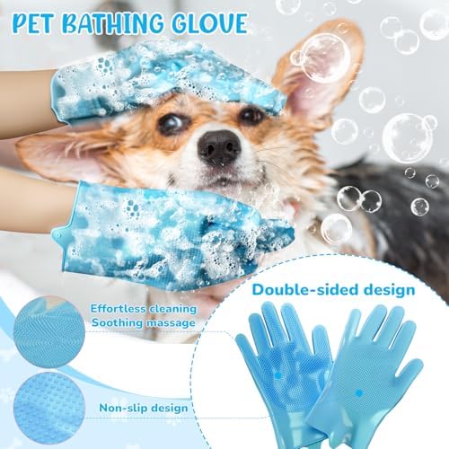 Dog Grooming Kit for Shedding – 8-Piece Pet Grooming Supplies with Deshedding Brush, Bath Gloves, Towels & Silicone Toothbrush | Ideal for Dogs, Cats, Small and Large Pets (Blue) - Image 7