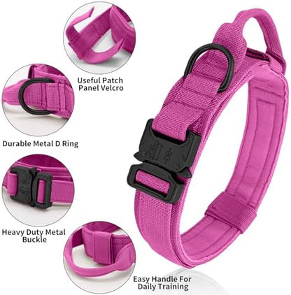 Tactical Dog Collar Heavy Duty Metal Buckle with Handle for Dog Training - Image 2