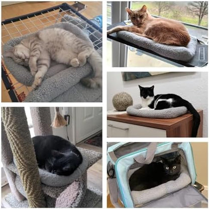 LESYPET Cat Bed for Indoor Cats, Cat Bed Curl Sleep Cushion with Raised Pillow Around, Washable Pet Mat for Cat/Rabbit/Hamsters, 15"×10" - Image 2