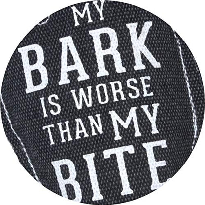 Pavilion Gift Company - My Bark is Worse Than My Bite - 13 Inch Large Canvas Tug of War Shark Shaped Dog Rope Toy - Sturdy & Durable