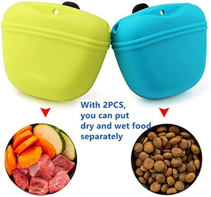 RoyalCare Silicone Dog Treat Pouch-Small Training Bag-Portable Dog Treat Bag for Leash with Magnetic Closure and Waist Clip airtight sealed - 2pieces [US Design Patent] - Image 6