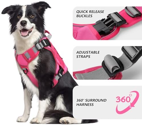 WINGOIN Pink Tactical Dog Harness for Large Dogs,No Pull Dog Harness - Image 2