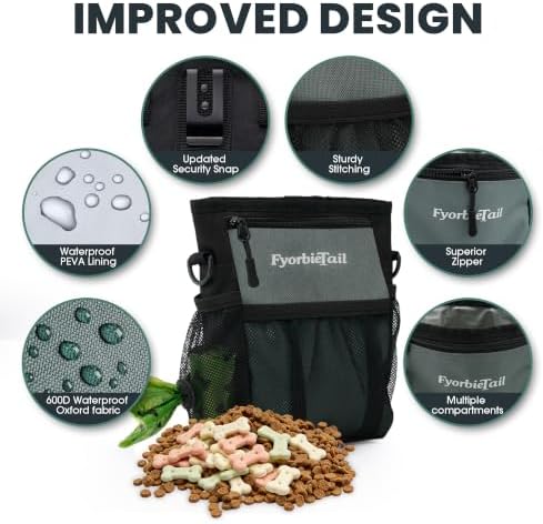 Dog Treat Pouch, 4 Cup Training Bag, Magnetic Closure, 3 Way Wear, Gray - Image 2