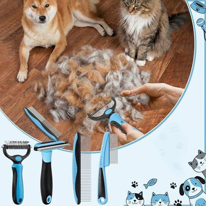 Patelai 4 Pcs Dog Dematting Comb, Blue and Black Modern Grooming Set - Image 5
