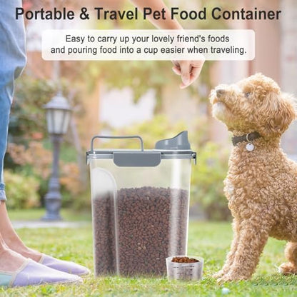 Dog Cat Food Storage Container with Cup (Dark Gray, 5L) - Image 6