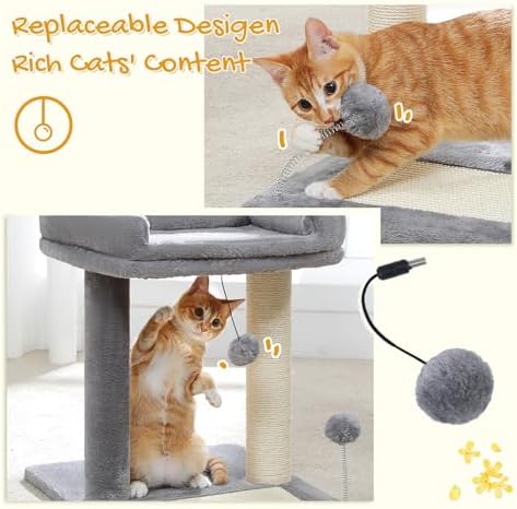 PAWZ Road Cat Scratching Post with Bed, Small Cat Tower with Pad & Ball - Image 4