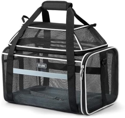 Lekereise Top-Expandable Pet Carrier Full Mesh 17x11x9.5 Inch Airline Approved Soft Sided Underseat Travel Carriers for Small Cats and Dogs with Locking Safety Zippers by Lekereise