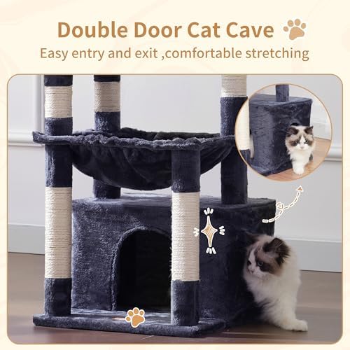 Heybly Cat Tree, Kitten Tower with Large Soft Cat Basket HCT008SG - Image 5