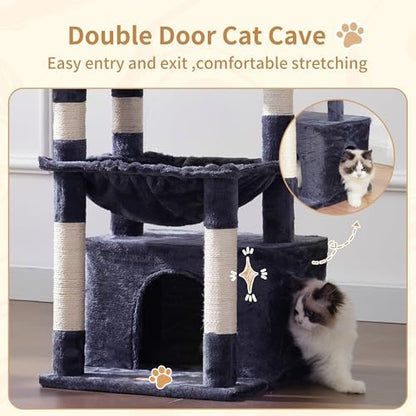 Heybly Cat Tree, Kitten Tower with Large Soft Cat Basket HCT008SG - Image 5