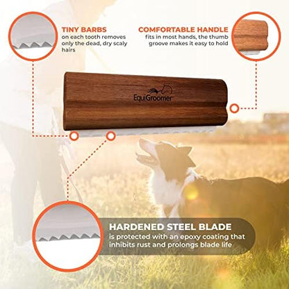 EquiGroomer 5-Inch Undercoat Deshedding Brush for Dogs & Cats, Mahogany - Image 4