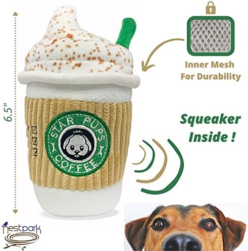 Nestpark Parody Star Pups Coffee Dog Toy Pup'kin Spice Latte - Funny Plush Squeaky Crinkle Dog Toys for Medium, Small and Large for Dog Birthday - Image 6