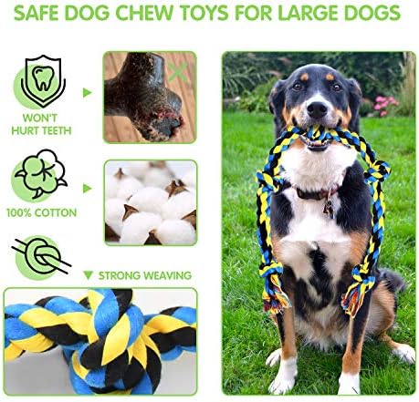 SHARLOVY Large Tough Chew Toys for Aggressive Chewers, 9 Pack Dog Rope Toys - Image 2