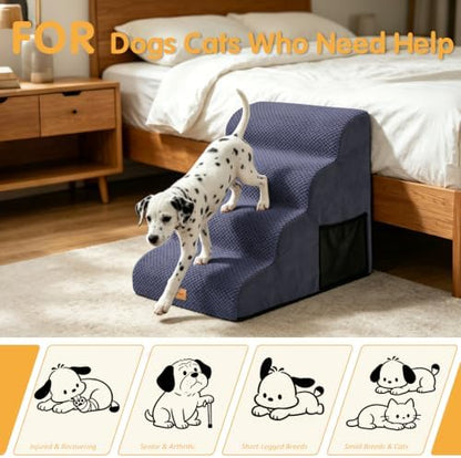 Topmart High Density Foam Dog Steps 4 Tiers, Extra Wide Deep Pet Steps - Image 5