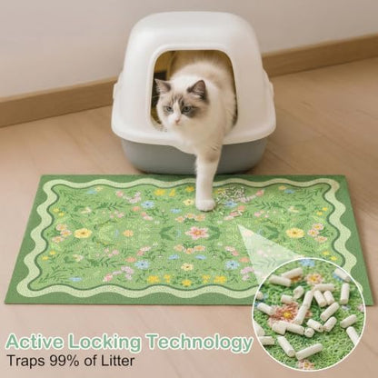 Glittme Cat Litter Mat, 33"x22" Non-Slip Washable Trapping Mat for Cats - Image 2