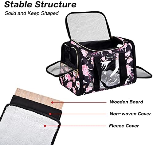Petmolico Cat Carrier Soft-Sided Airline Approved, Medium, Pink Peony - Image 5