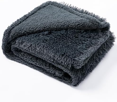 Waterproof Dog Blanket Pet Throw Blankets Fluffy Long Faux Fur Reversible Puppy Blankets 40x28in Furniture Protector Cover for Sofa Bed Couch Bed Cover Washable for Dogs Cats (Grey S) by Unknown