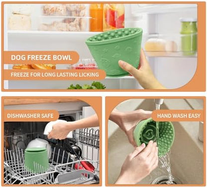 Dog Lick Bowl,Anxiety Relief Non-Slip Silicone Treat Bowl,Durable Anti-Choking Long-Lasting Enrichment Slow Feeder Licking Mat for Small Medium Large Breed,Freezable BPA Free Silicone Dishwasher Safe - Image 2