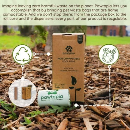 Pawtria Home Compostable Dog Poop Bags (120) with Paper Poop Bag Dispenser - Image 5