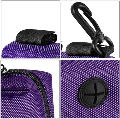 Dog Waste Bag Dispenser Pet Poop Bags Holder for Doggie Waste Bags Dispensers Soft Fabric Zipper Small Doggy Puppy Pouch for Leash Accessory Attachment with Carrier,2PCS Purple - Image 4