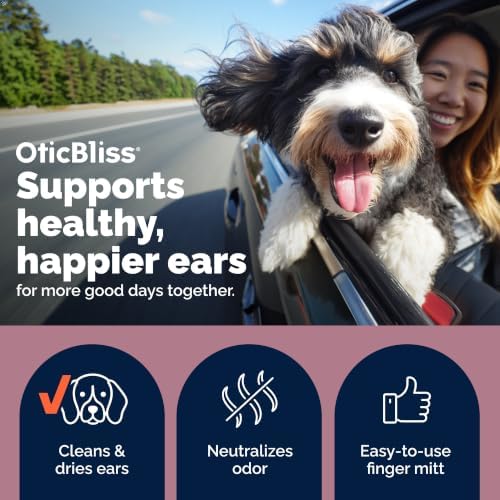 Vetnique Oticbliss Cat & Dog Ear Wipes, Finger Mitt Ear Cleaner for Odor - Image 2
