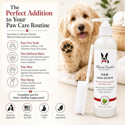 Warren London Paw Scrub – Deep Cleaning Paw & Nail Cleanser with Aloe Vera – Removes Dirt & Grime – Includes Scrub Brush – Made in USA - 8 oz - Image 5